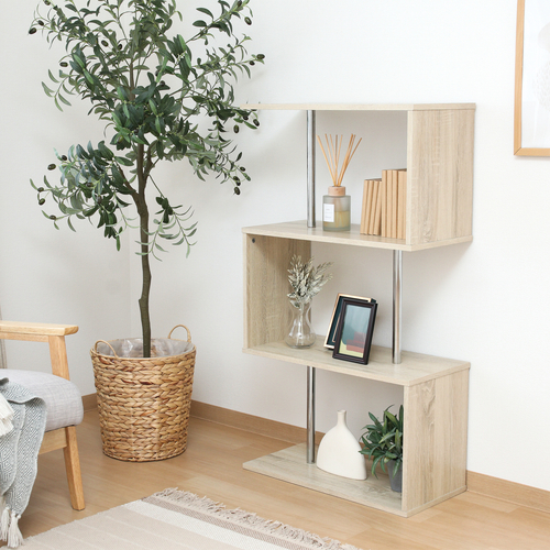 S字型ディスプレイラック3段 オーク 51486 不二貿易 3段 オーク