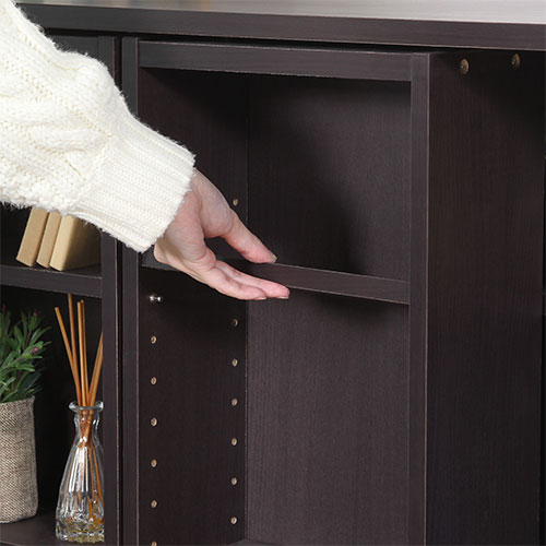 ダブルスライドラック 86029 不二貿易 多目的木製棚 ダークブラウン