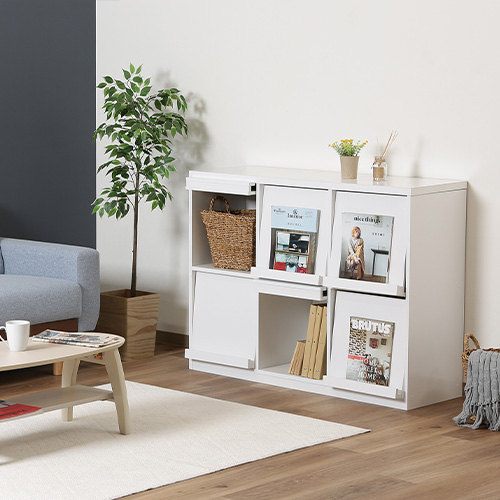 ディスプレイラック レガール 幅120cm 本棚 扉付 キャビネット 86049