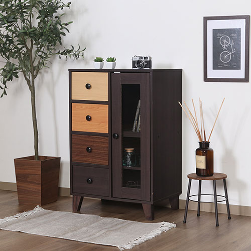 ウッドグラデーション キャビネット 引出4杯 96300 不二貿易