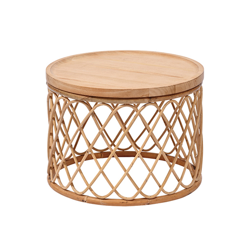 ラタン×チーク無垢材 サイドテーブルT085XP T085XP サンフラワーラタン