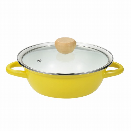 ピッタリ IH対応ホーローガラス蓋付卓上鍋18㎝(イエロー) HB-6997