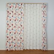 ねこ柄ドレープ&ねこ柄レース カーテンセット にゃんゼリーゼ 4枚組