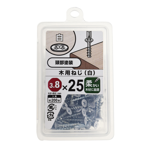 木用ねじ白NP 3．8X25 YAHATA 木用ビス 3.8X25