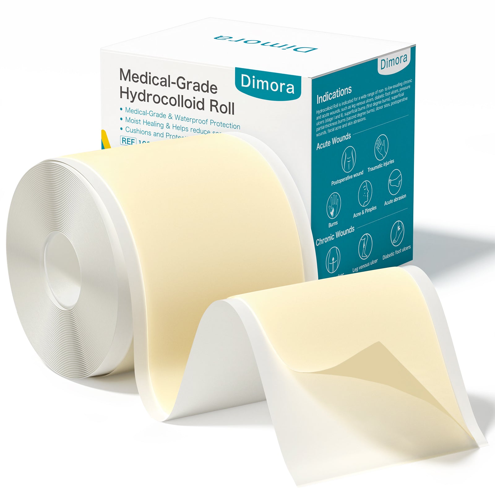 Dimora Medical Grade Hydrocolloid Roll (2in*16ft), Highly Absorbent Hy