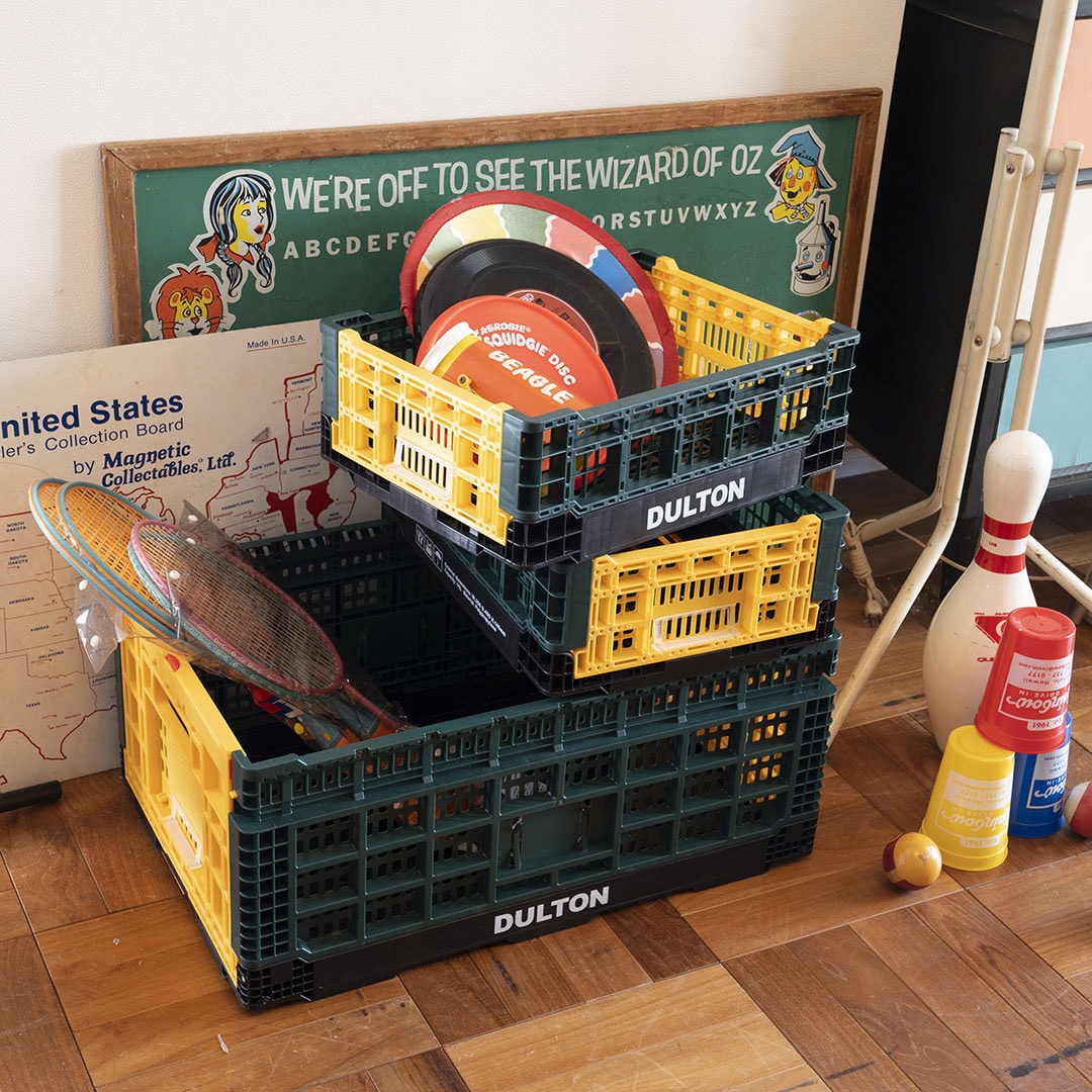 DULTON ONLINE SHOP | FOLDING MESH STORAGE 48L GREEN/YELLOW(48L