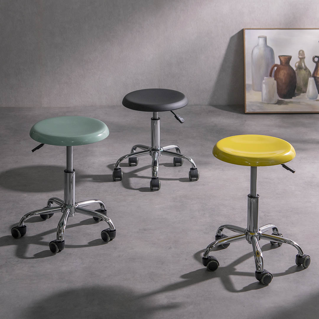 DULTON ONLINE SHOP | STEEL STOOL WITH CASTORS MATT BLACK(MATT