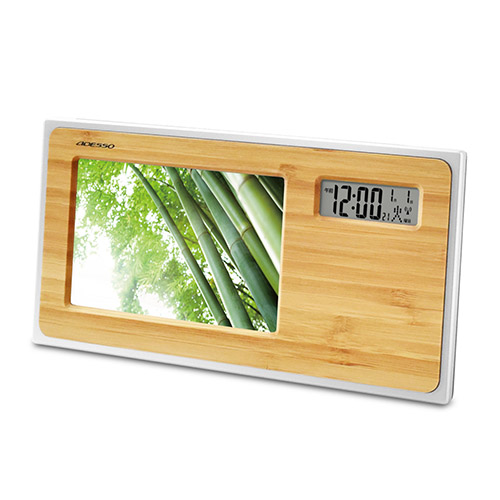 竹のフォトフレームクロックADESSO