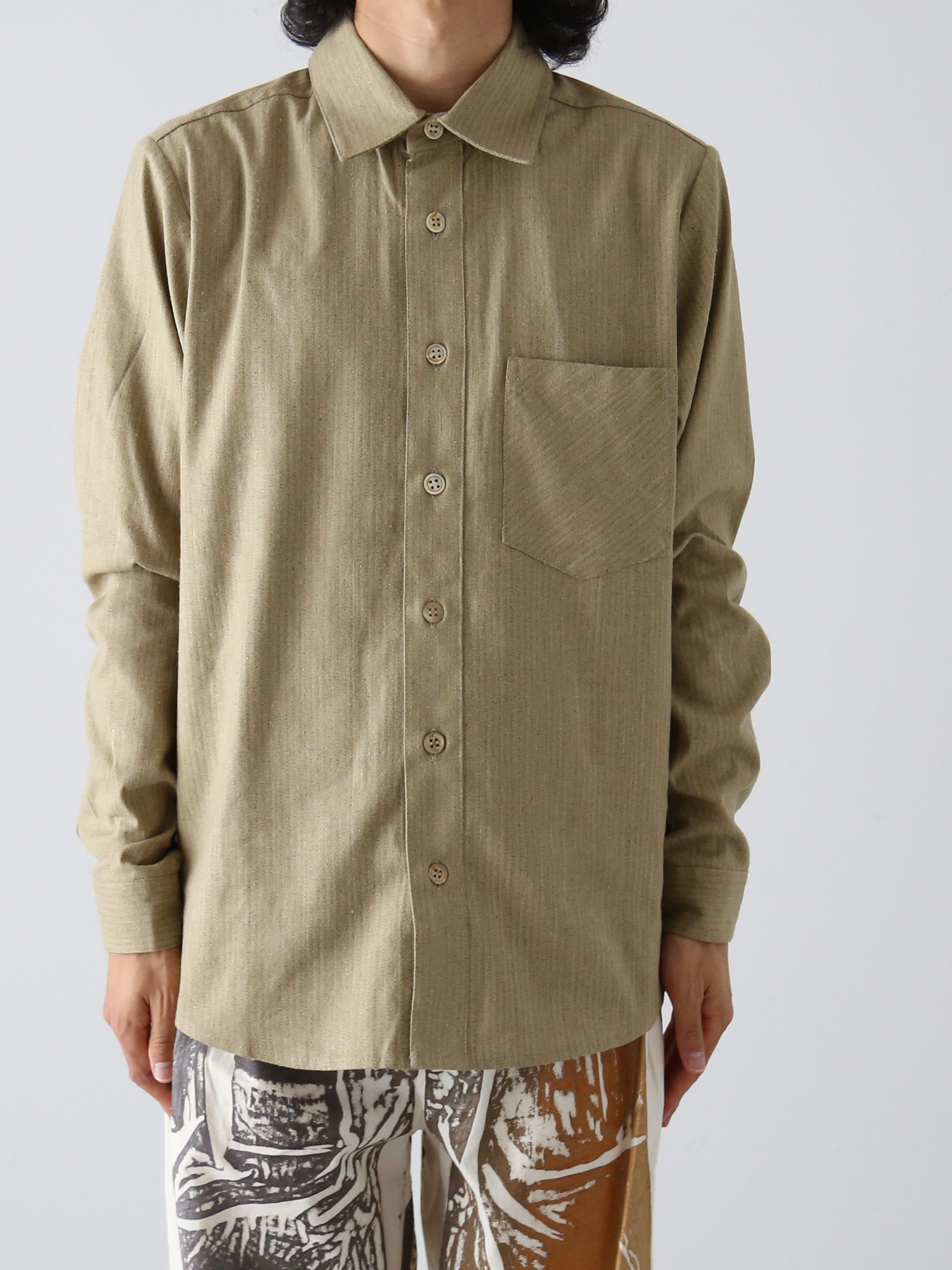 FRANK LEDER ベージュウールシルクプレーンシャツ [0426039] – CREER