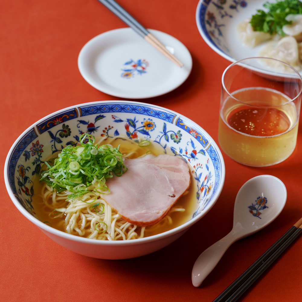 特別提供品】ナルミ レンゲ付ペアラーメンセット(青花) 2人用 電子