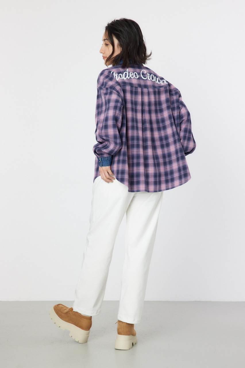 RODEO CROWNS WIDE BOWL | デニムドッキングチェックシャツ (シャツ