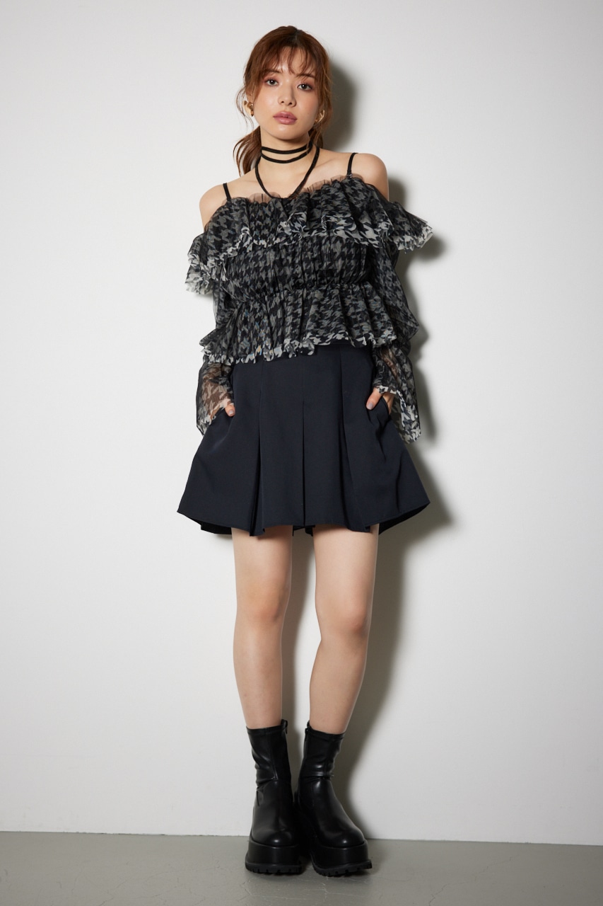 rienda | ハイウエストタックフレアショートパンツ (ショートパンツ