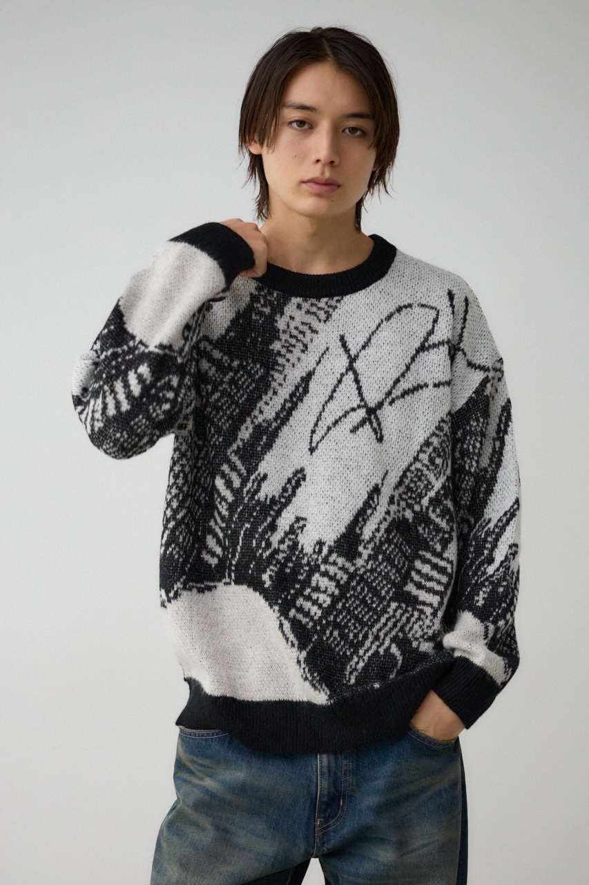 AZUL BY MOUSSY | ビッグシテイージャガードニット (ニット ) |SHEL