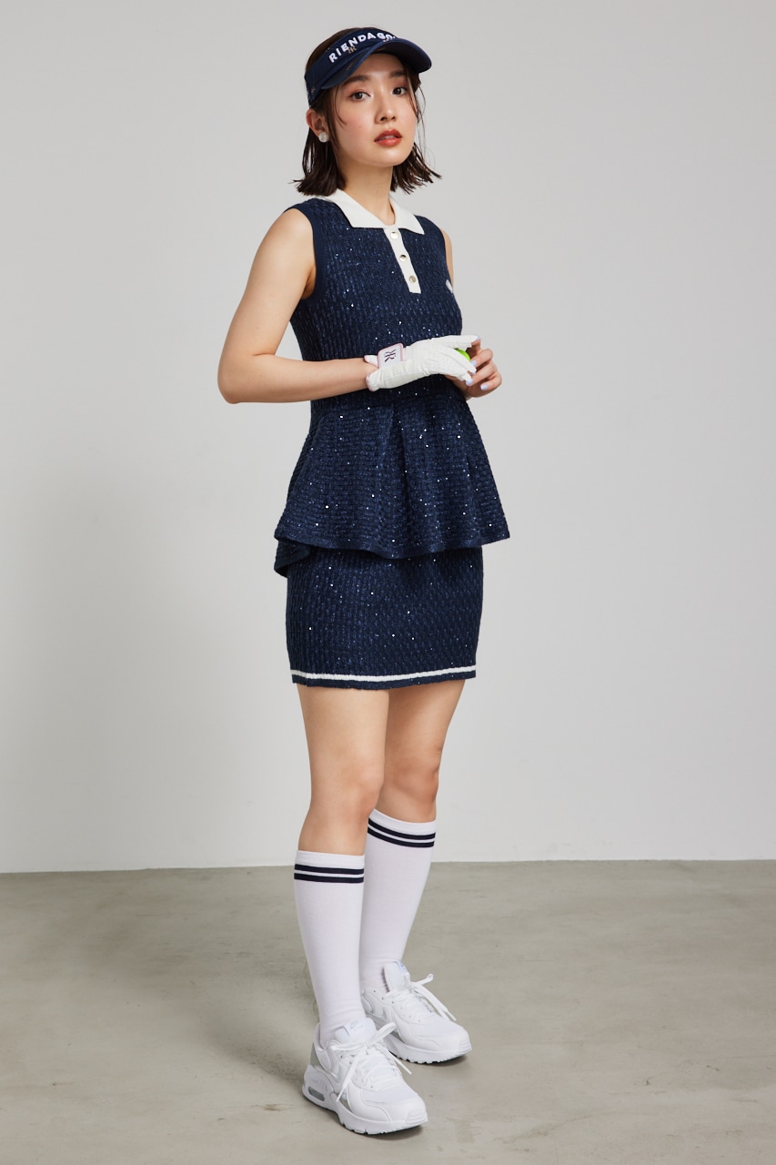 RIENDA GOLF | 【RIENDA GOLF】シャイニーツイードペプラムニットTOP