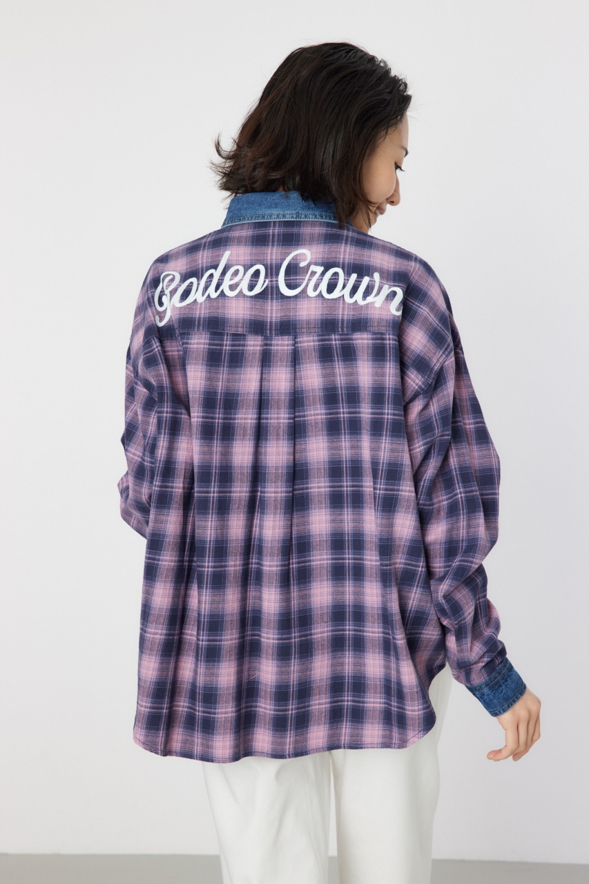 RODEO CROWNS WIDE BOWL | デニムドッキングチェックシャツ (シャツ