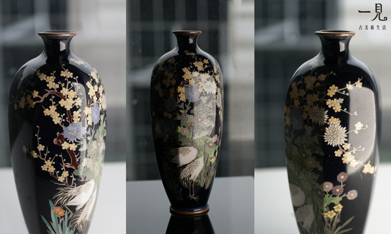 七寶仙鶴瑞壽掐絲六角瓶＿ 難得一見‧ 花道具聚珍繁華極致精細之美