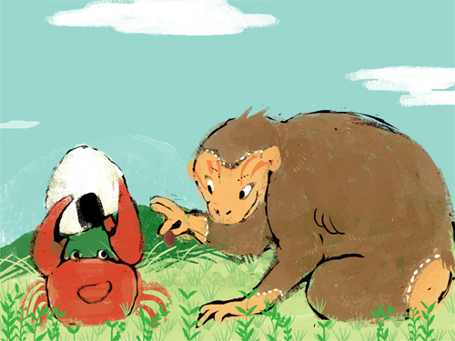 デジタル）さるかにがっせん | （日本の昔話）,ももろ | 絵本ナビ