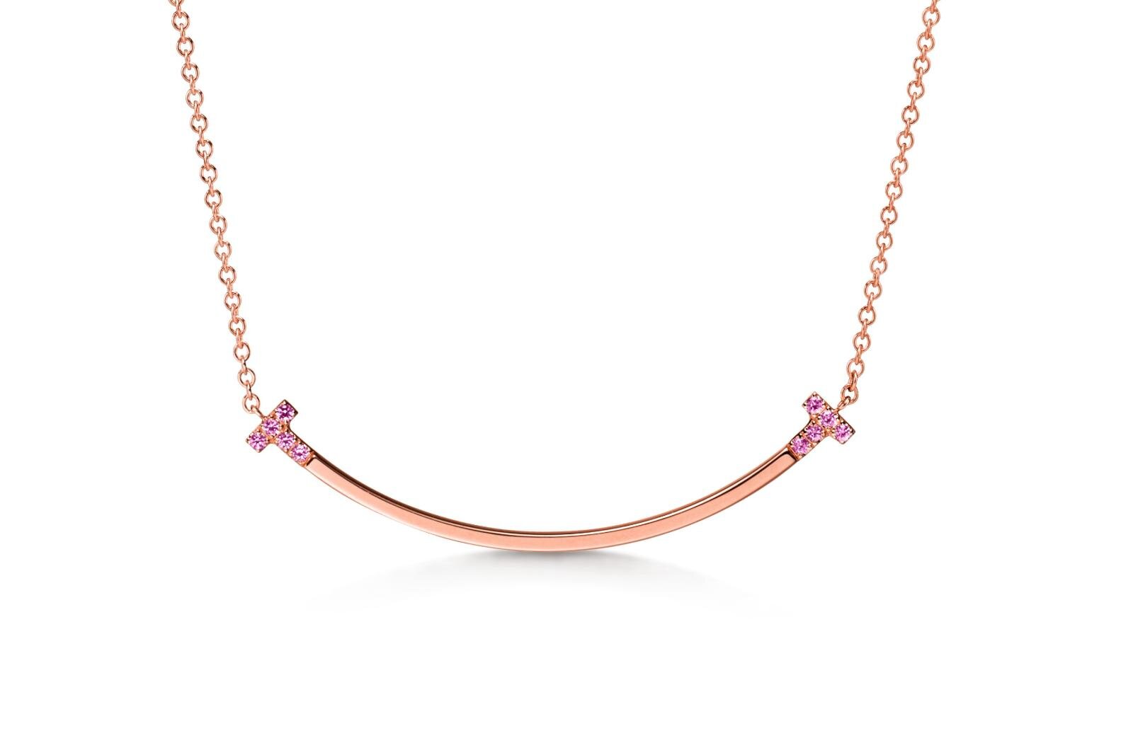 ティファニー T」日本限定ペンダント、ピンクサファイヤ×ローズ