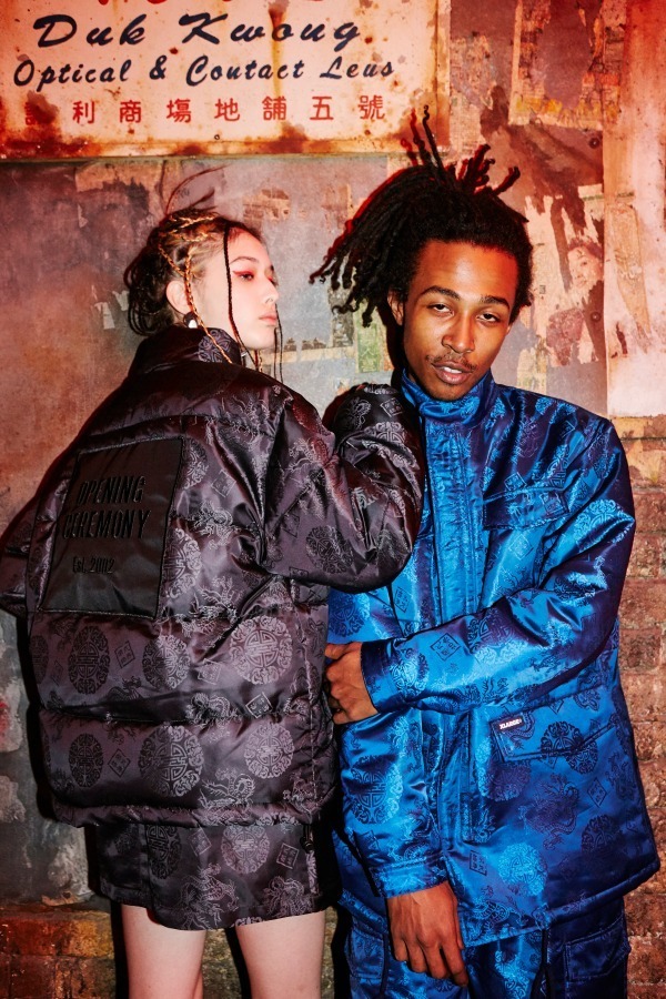 XLARGE×X-girl×オープニングセレモニー、チャイナ風ジャカードサテンの