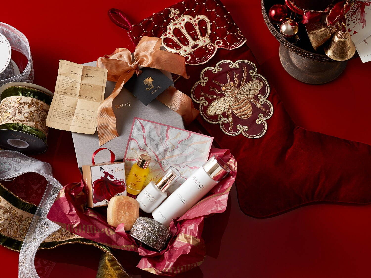 HACCI21年クリスマスコフレ、はちみつ化粧水やボディクリーム入り