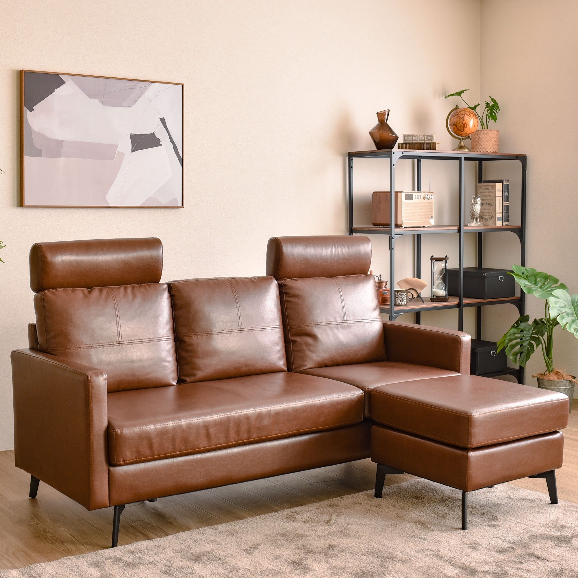 あす着] 幅165cm カウチソファ 2人掛け〜3人掛け ローソファ 合皮 合成