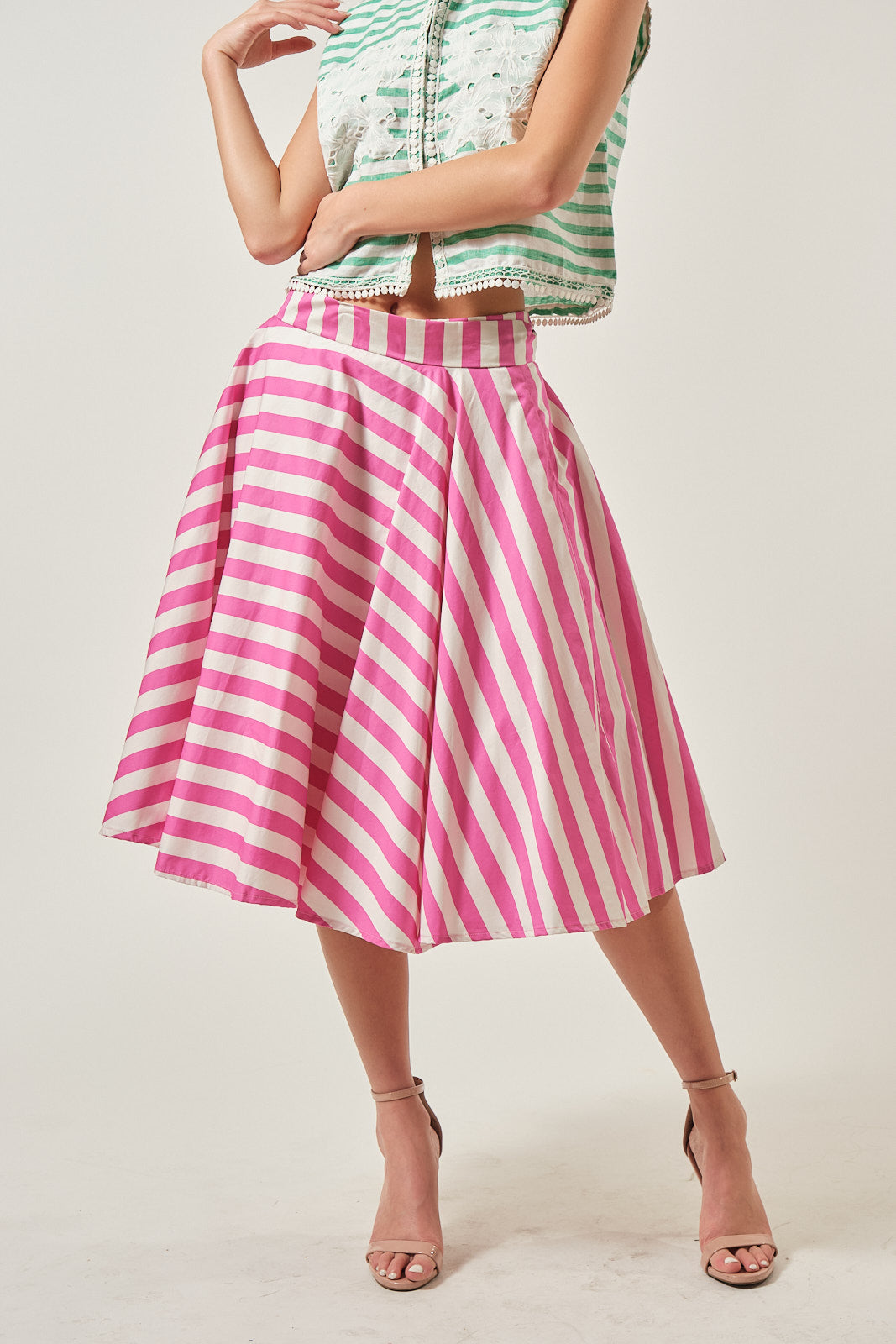 Chiquita Pink Stripes Wrap Skirt – Florence Fling