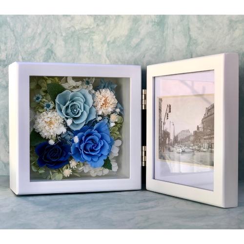 プリザーブドフラワー フォトフレーム青」| 花屋「Apertio Floris