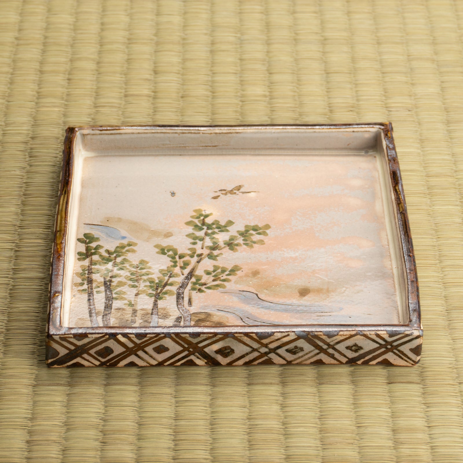 京都 清水焼】角皿 乾山写「卯木に郭公」 俊山窯｜コトポッター