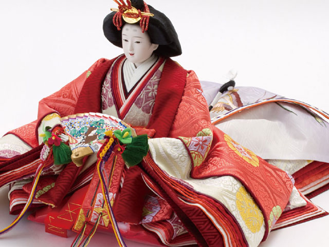 雛人形 衣装着 京八番親王六寸官女付焼桐三段飾りNo3031B