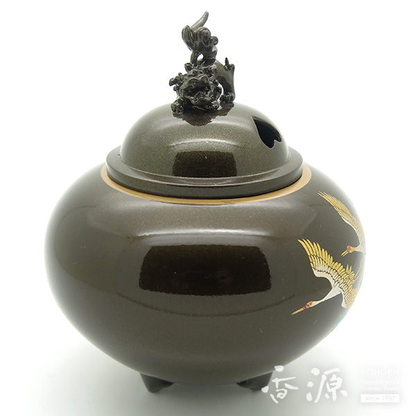 高岡銅器 香炉 平丸獅子蓋香炉 双鶴 蒔絵の通販 - お香専門店香源