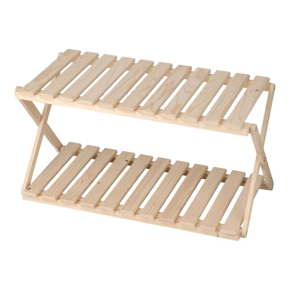LIFELEX 折り畳み式木製ラック 2段 ワイド W600: 家具