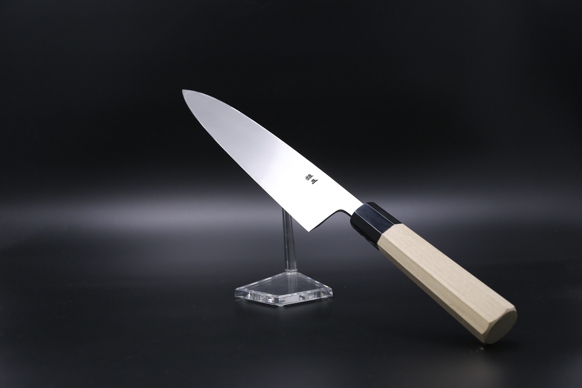 身卸 銀三 240mm 鍛造 霞仕上 平鏡面 鞘付き-歌舞伎ナイフ