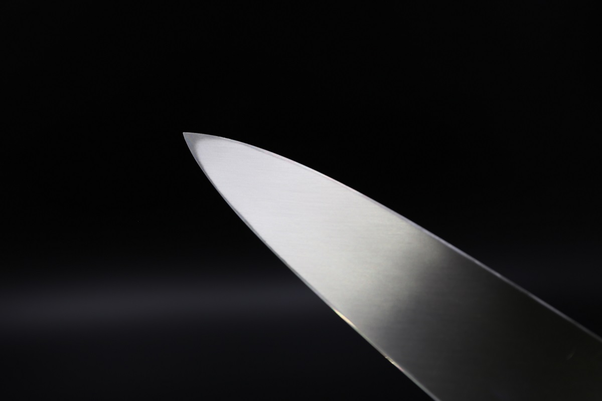 身卸 銀三 240mm 鍛造 霞仕上 平鏡面 鞘付き-歌舞伎ナイフ