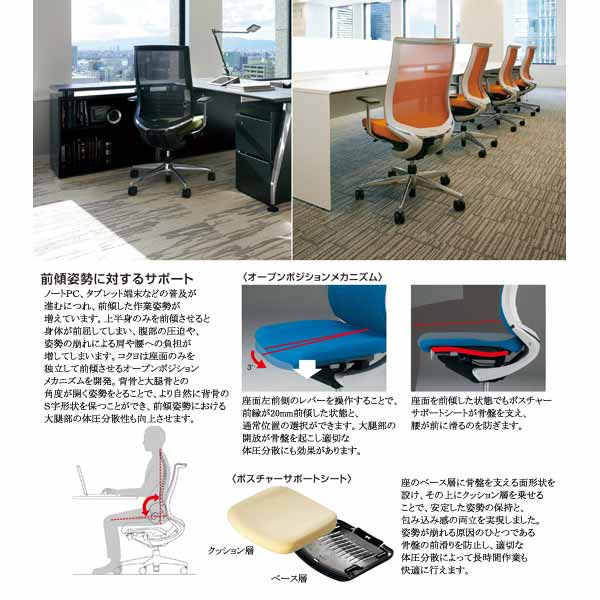 コクヨ(KOKUYO) ベゼル(Bezel) 樹脂タイプ モデレートタイプ 可動肘