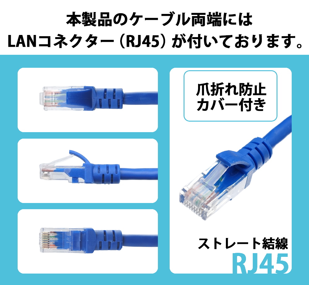 2m CAT6 LANケーブル (青) PoE対応 ノイズに強い単線仕様 1Gbps