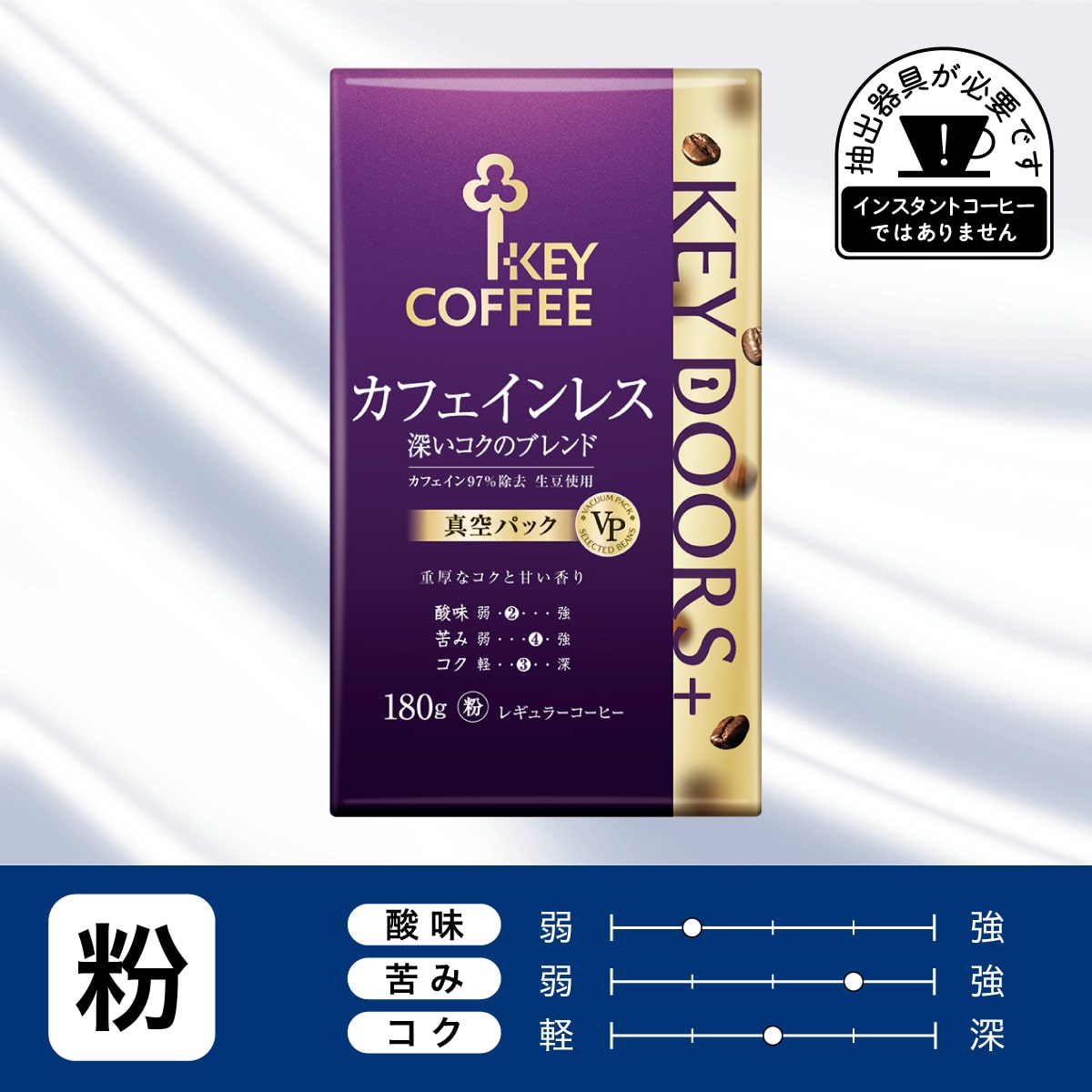 KEY DOORS+カフェインレス 深いコクのブレンド粉 180g