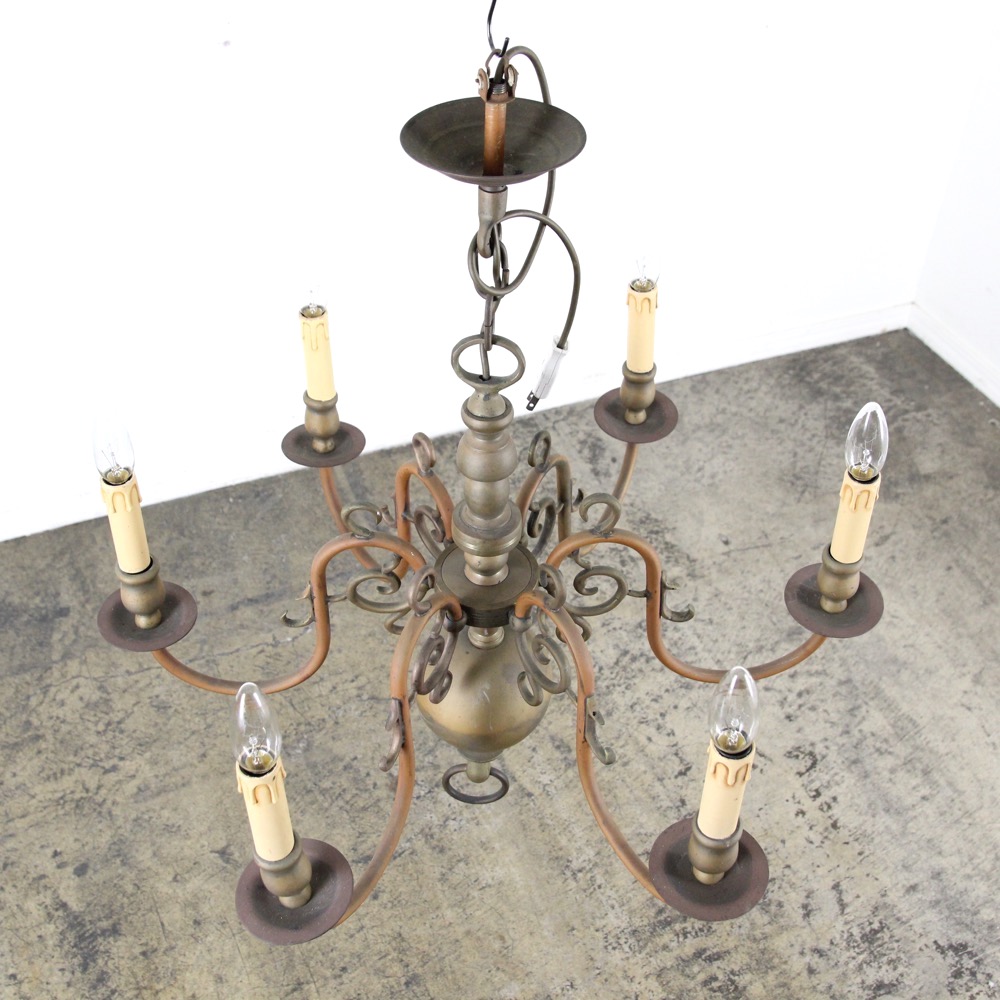 イギリス アンティーク ブラス 6灯シャンデリア | キヤアンティークス