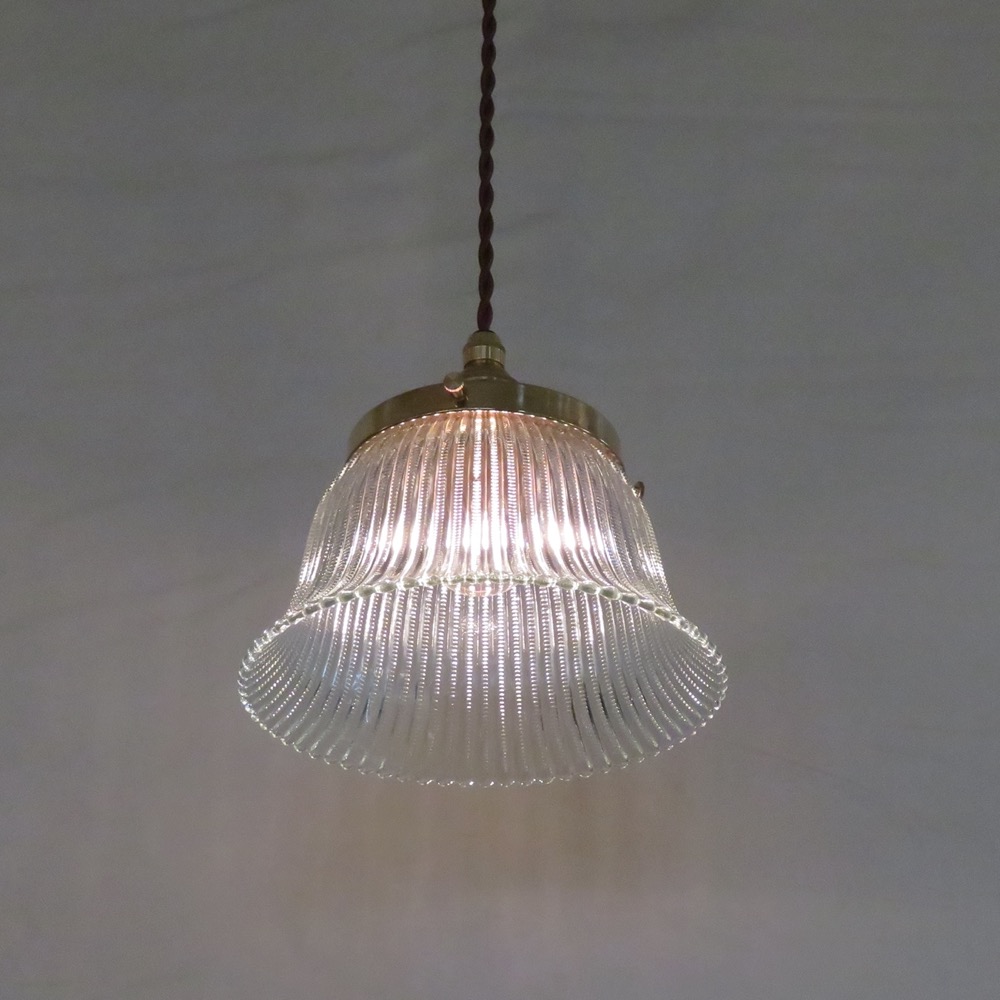 アメリカ ホロフェーンスタイル ガラスシェード ペンダントランプ