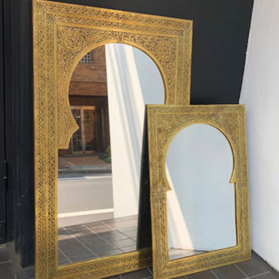 GADAN モロッコ家具 ミラー（鏡）「モロカンミラー アーチL／ゴールド