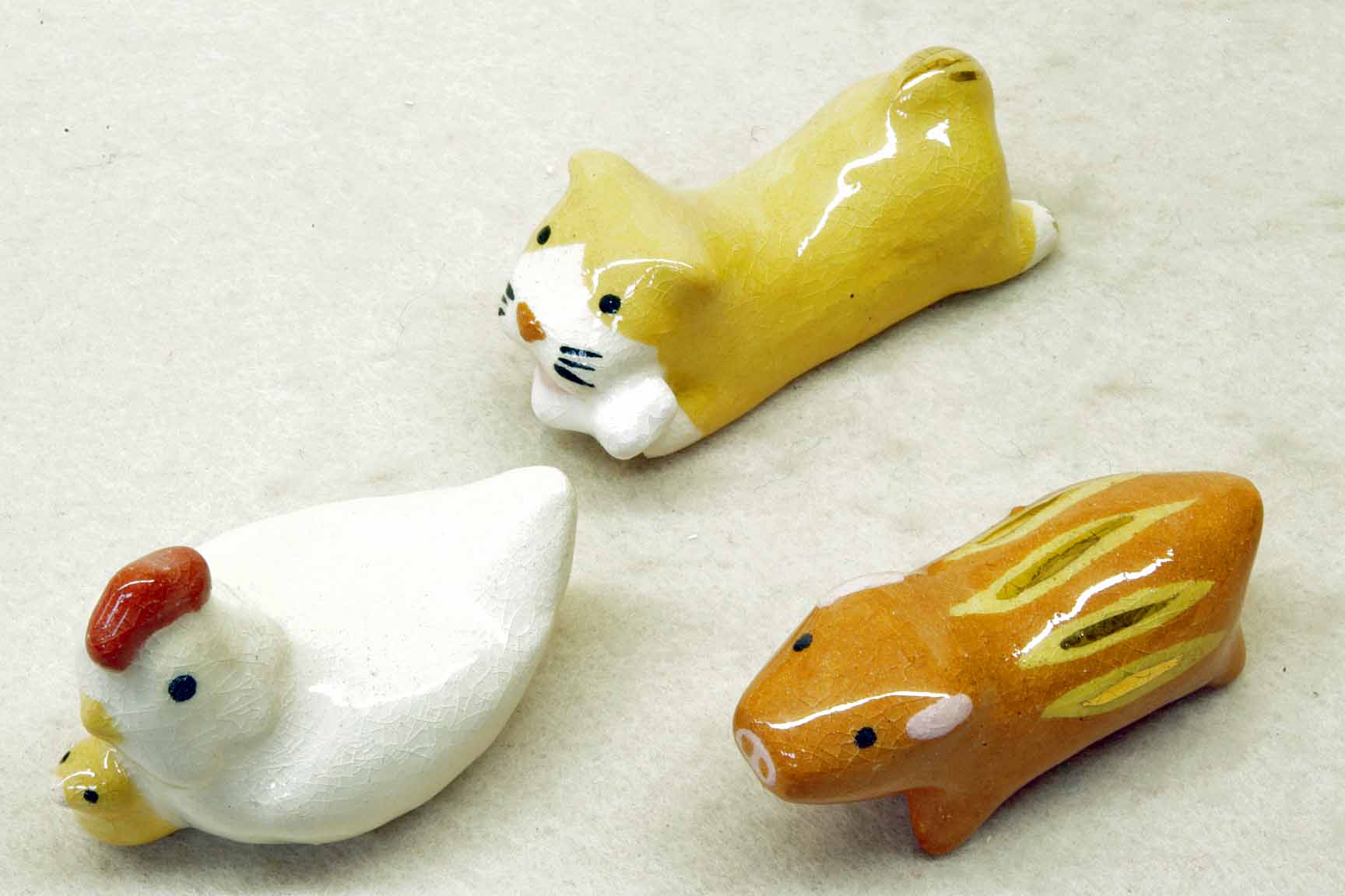 干支辰置物 清水焼 楽入工房作 箸置き（十二支）陶製