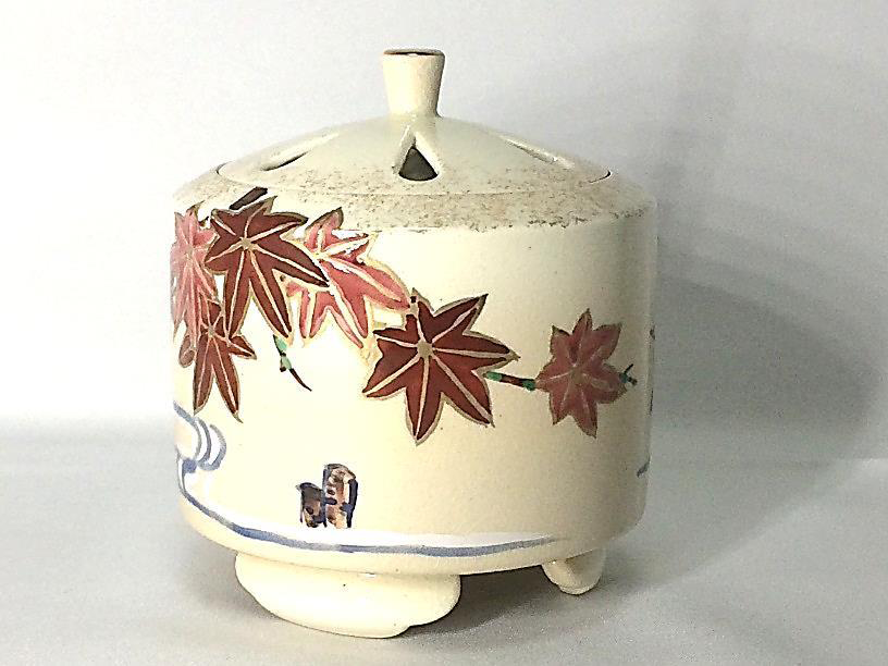 香炉・香立》 清水焼香炉 仁清紅葉（紙箱付／送料サービス）