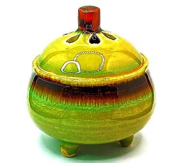 香炉/香立】清水焼 緑釉鉄窯変香炉（紙箱付）