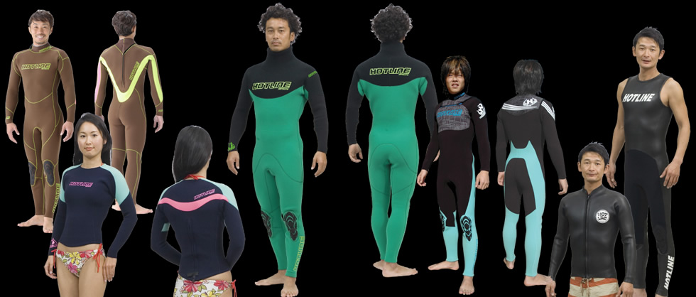 HOTLINEウェットスーツはノンジップスタイルのフロントジップの元祖です