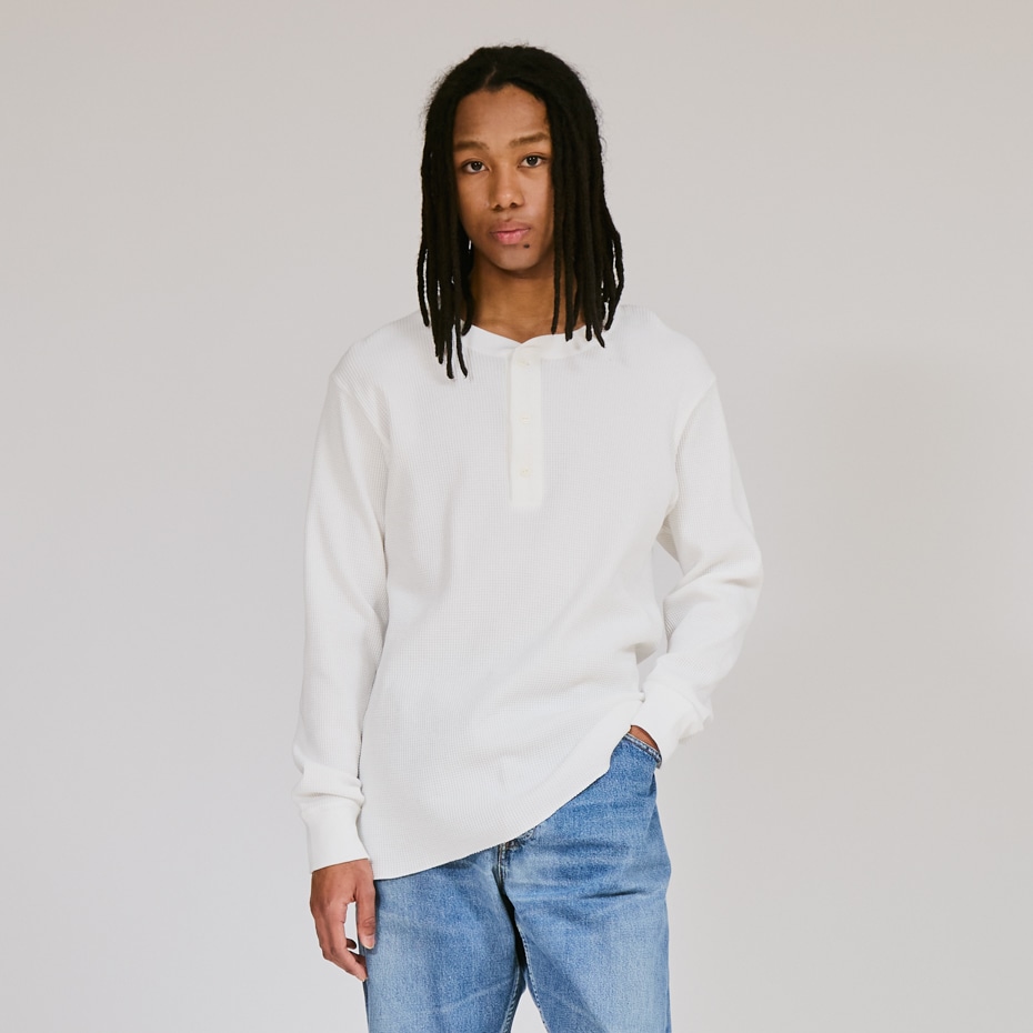 サーマルトップ ヘンリーネックロングスリーブ ホワイト | ヘインズの