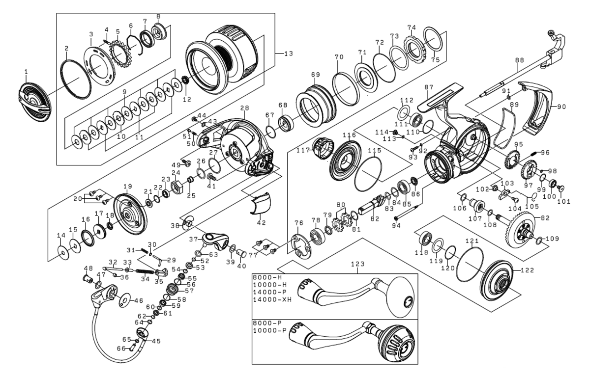 ダイワ純正お取り寄せパーツ：納期1ヶ月】25ソルティガ 8000-H 製品