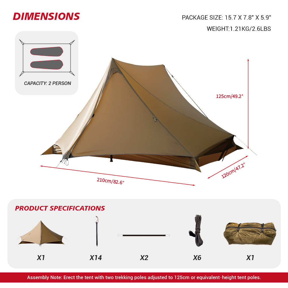 Hill Zero Matis 2 Person Ultralight Tent for Camping Hiking Backpackin