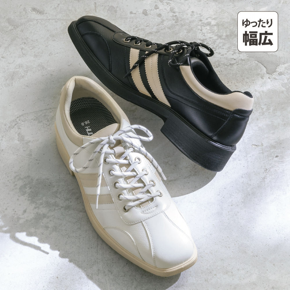 メンズスクエアトゥカジュアルシューズ(3E幅広)【25.0～28.0cm