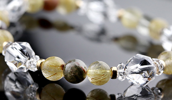 ☆]アルケミブレス（ルチルクォーツAAA・ガーデンクォーツAA