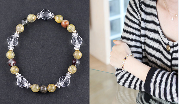 ☆]アルケミブレス（ルチルクォーツAAA・ガーデンクォーツAA