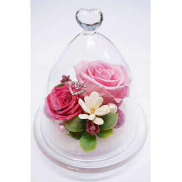 お取り寄せ オリジナルフラワー ハートガラスドーム｜花キューピット